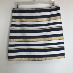 J Crew Metallic And Blue Stripped Skirt